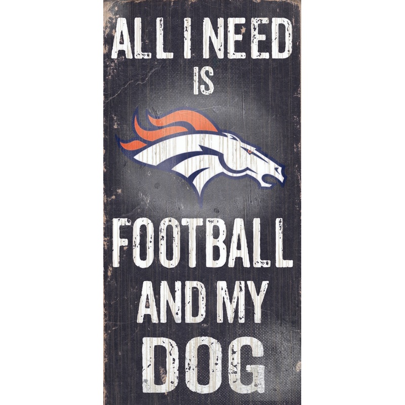 Fan Creations Denver Broncos Football and Dog Wood Sign 6×12