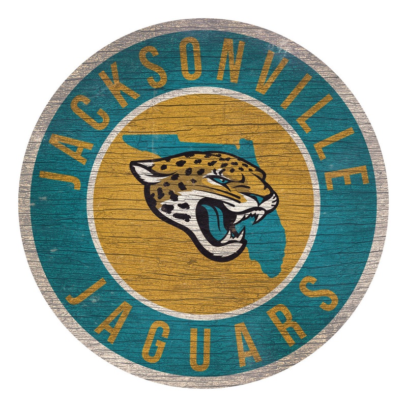 Fan Creations Jacksonville Jaguars 12 Inch Round State Design Wood Sign