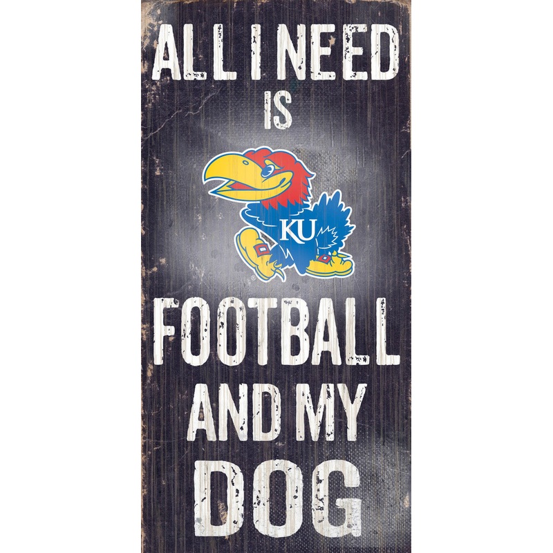 Fan Creations Kansas Jayhawks Football and Dog Wood Sign 6×12