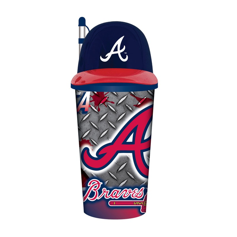 Mojo Licensing Atlanta Braves 32oz Plastic Helmet Cup with Straw