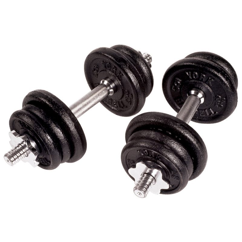 York Cast Iron Adjustable S/L Dumbbell Set