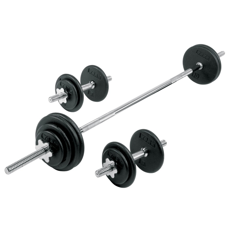 York Pro Cast Iron Dumbbell / Barbell Spinlock Set