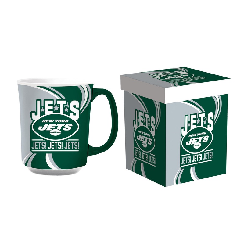 Evergreen Enterprises New York Jets 14oz Ceramic Coffee Mug with Matching Box