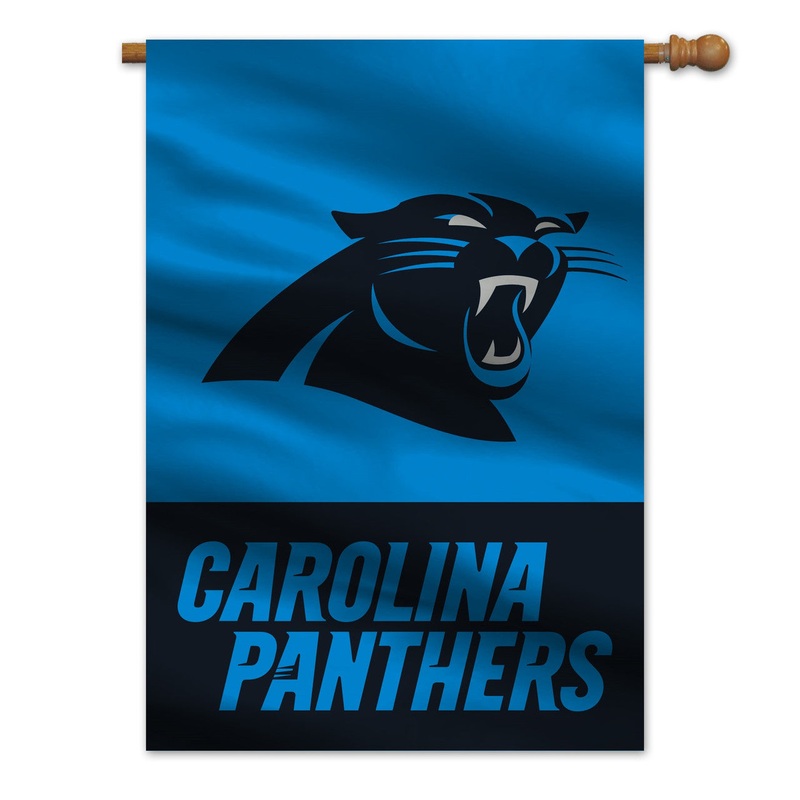 Fremont Die Carolina Panthers 2 Sided Split Design Banner Style House Flag 28×40
