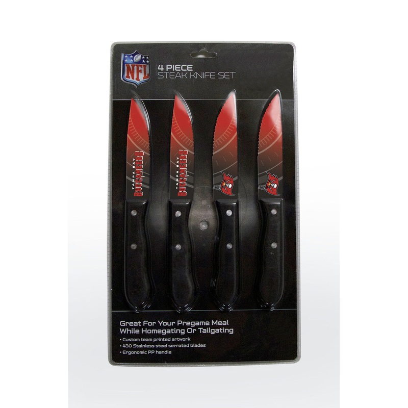 The Sports Vault Tampa Bay Buccaneers 4 Pack Steak Knife Set