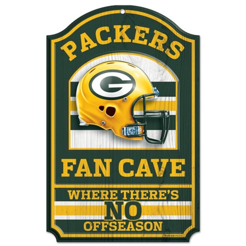 Wincraft Green Bay Packers Fan Cave Design Wood Sign 11×17