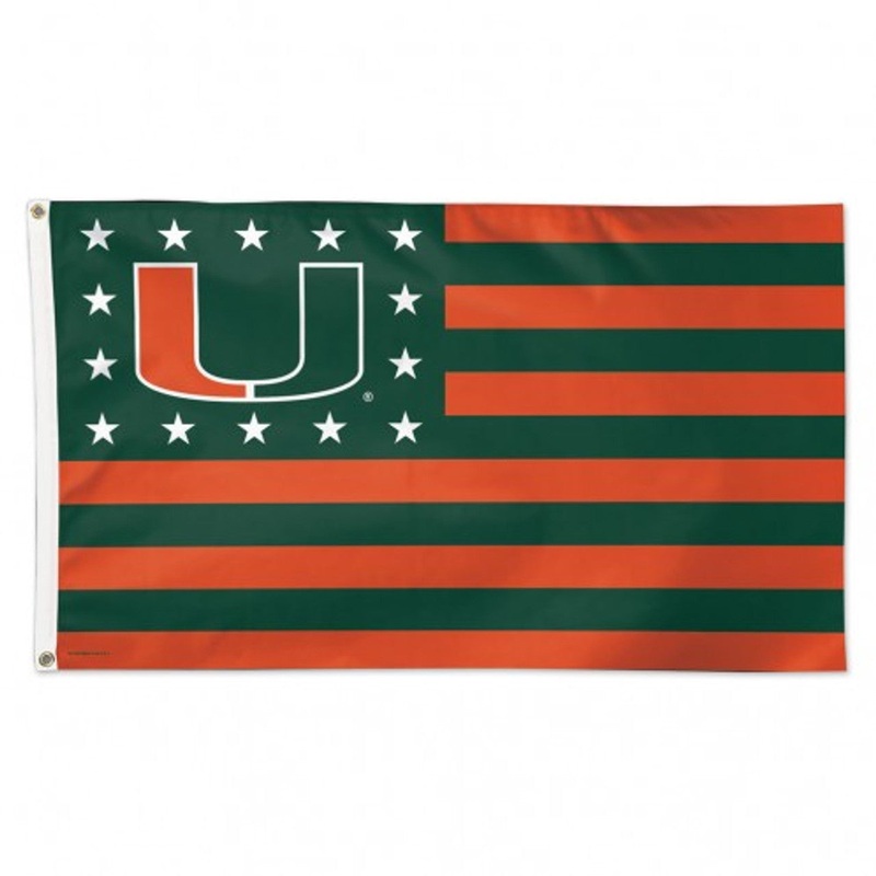 Wincraft Miami Hurricanes Deluxe Style Stars and Stripes Design Flag 3×5 – Special Order