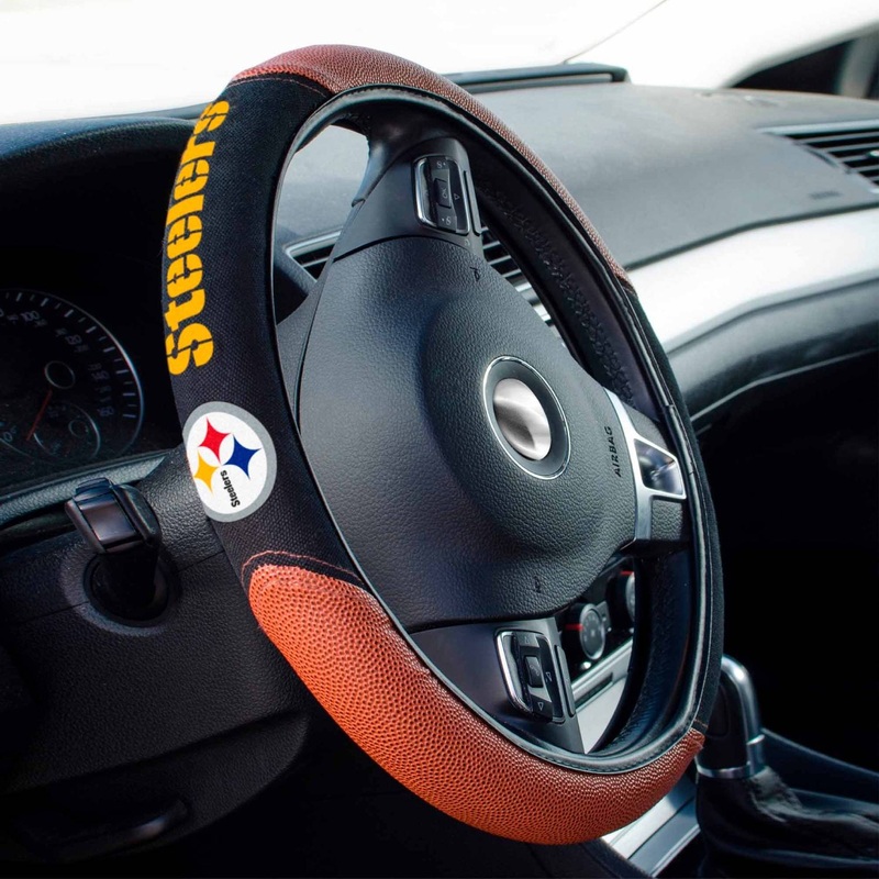 Fanmats Pittsburgh Steelers Football Grip Steering Wheel Cover 15 Diameter