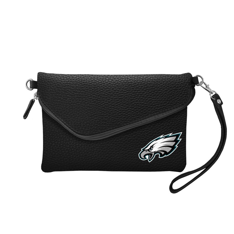 Little Earth Philadelphia Eagles Black Pebble Fold Over Crossbody Purse – Special Order