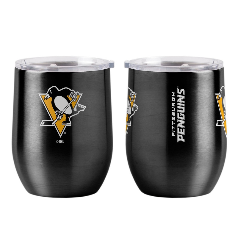 Logo Brands Pittsburgh Penguins 16oz Stainless Steel Curved Travel Tumbler