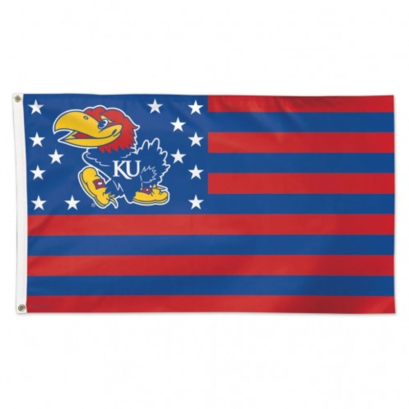 Wincraft Kansas Jayhawks Deluxe Style Stars and Stripes Design Flag 3×5