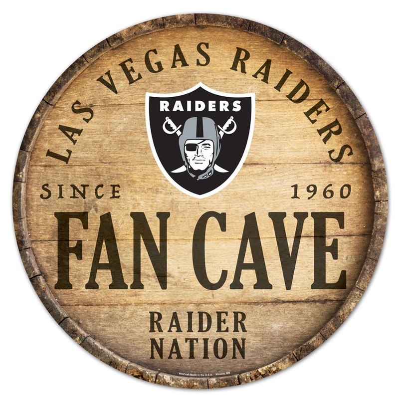 Wincraft Las Vegas Raiders 14 Inch Round Barrel Top Design Wood Sign