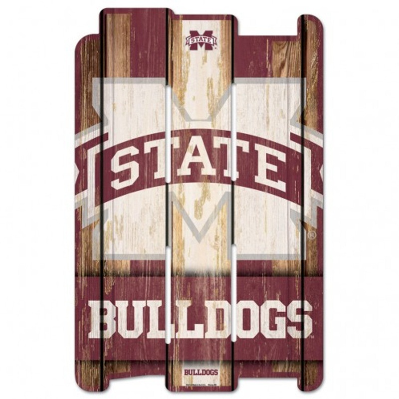 Wincraft Mississippi State Bulldogs Fence Style Wood Sign 11×17 – Special Order