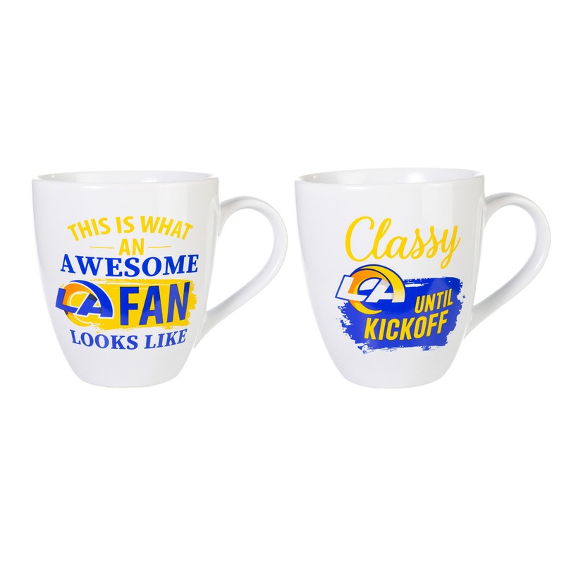 Evergreen Enterprises Los Angeles Rams 2 Piece 17oz Ceramic Coffee Mug Set with Gift Box