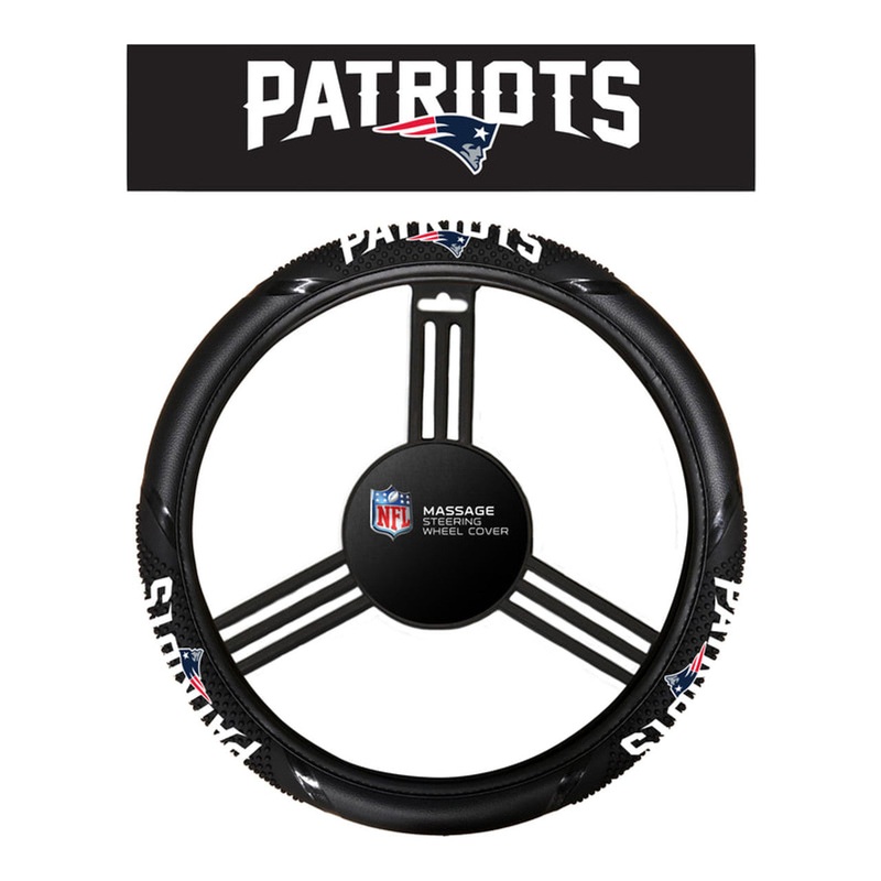 Fremont Die New England Patriots Massage Grip Style Steering Wheel Cover