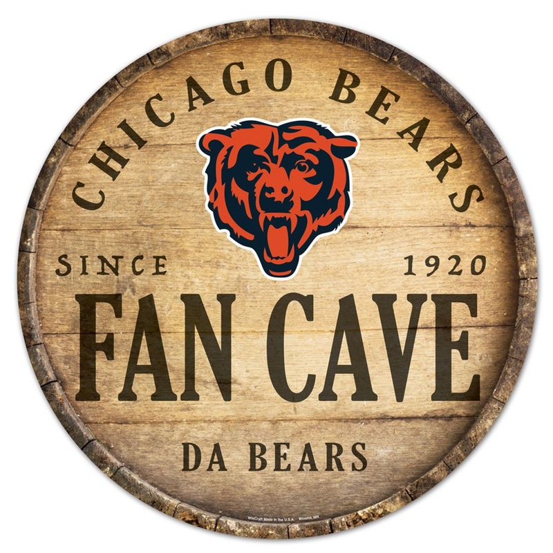 Wincraft Chicago Bears 14 Inch Round Barrel Top Design Wood Sign