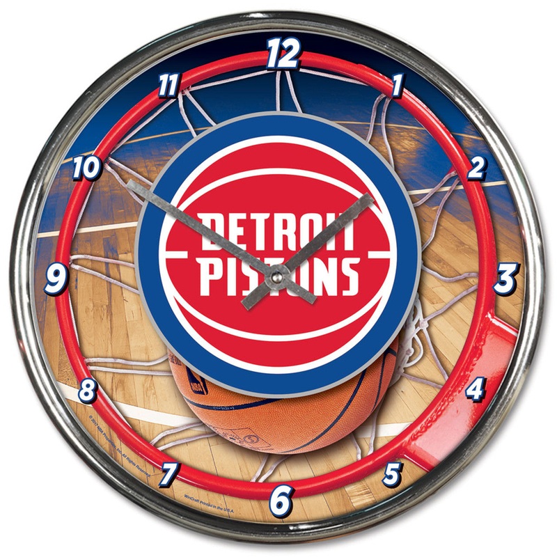 Wincraft Detroit Pistons Chrome Round Style Wall Clock