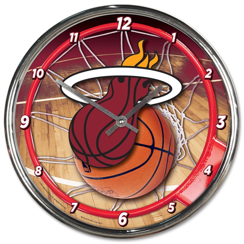 Wincraft Miami Heat Chrome Round Style Wall Clock