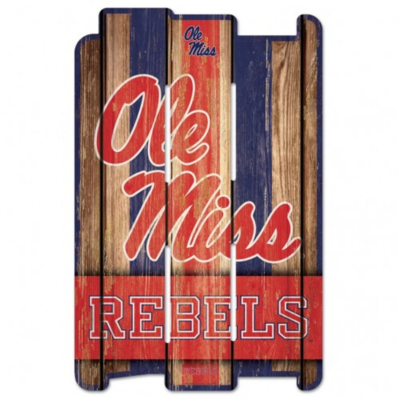 Wincraft Mississippi Rebels Fence Style Wood Sign 11×17- Special Order