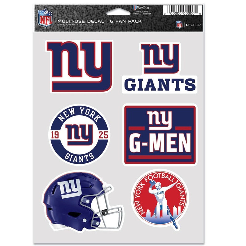 Wincraft New York Giants Fan Multi Use 6 Pack Decal