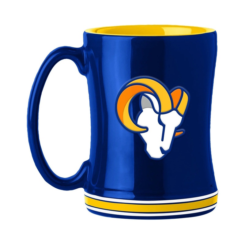 Logo Brands Los Angeles Rams Team Color 14oz Sculpted Relief Coffee Mug