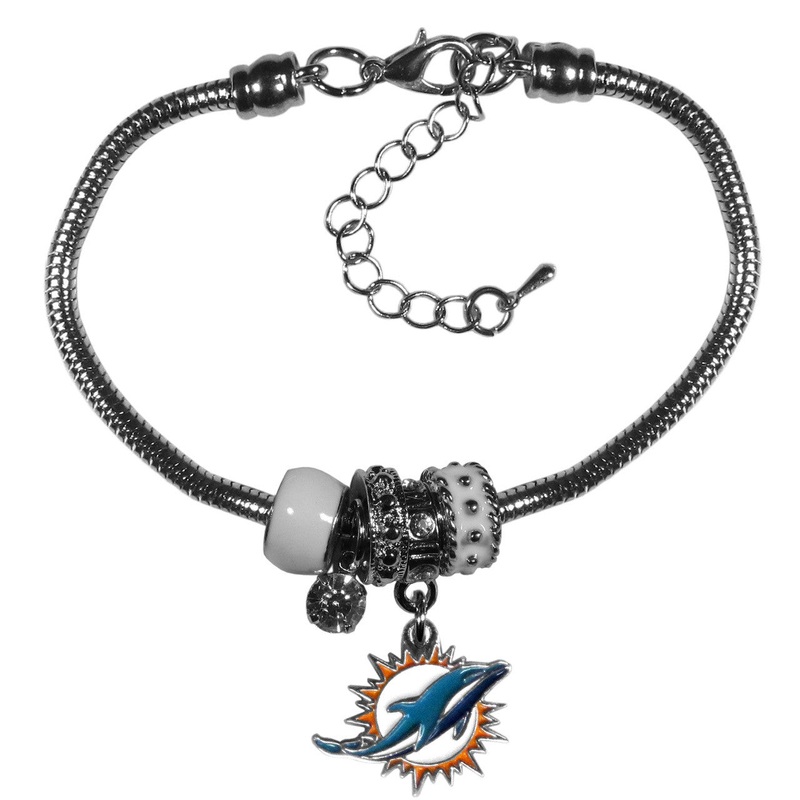 Siskiyou Miami Dolphins Euro Bead Style Bracelet