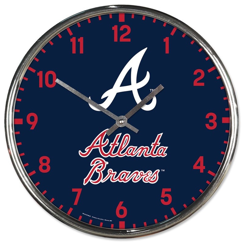 Wincraft Atlanta Braves Clock Chrome Round Wall