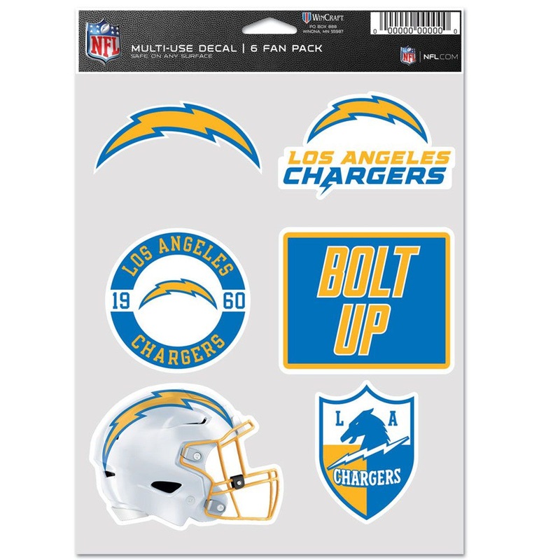 Wincraft Los Angeles Chargers Fan Multi Use 6 Pack Decal