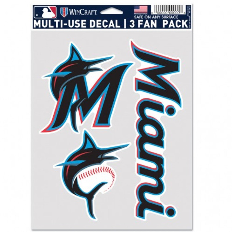 Wincraft Miami Marlins Fan 3 Pack Multi Use Decal