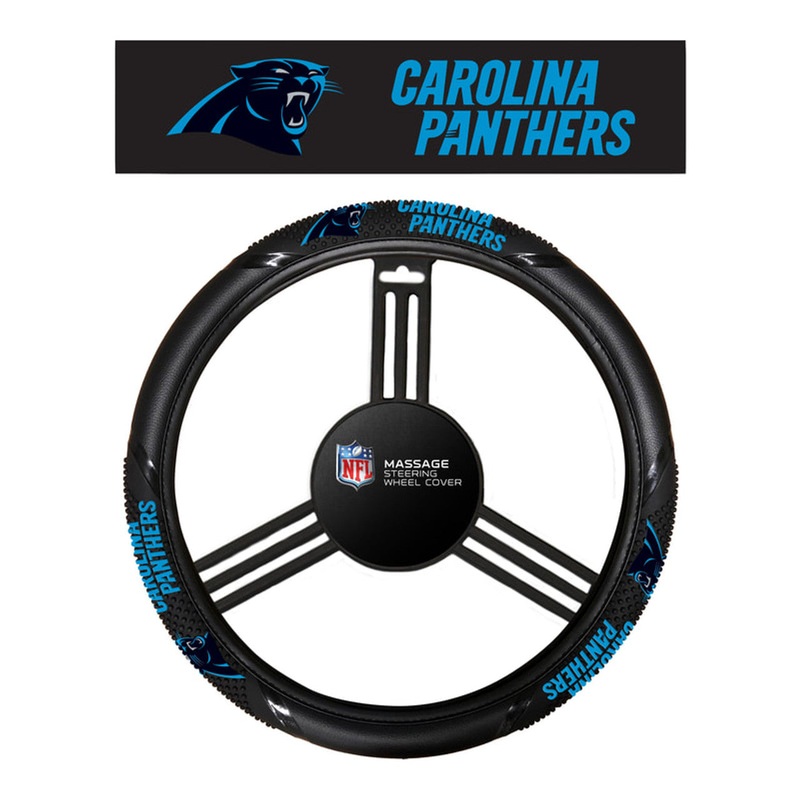 Fremont Die Carolina Panthers Massage Grip Steering Wheel Cover