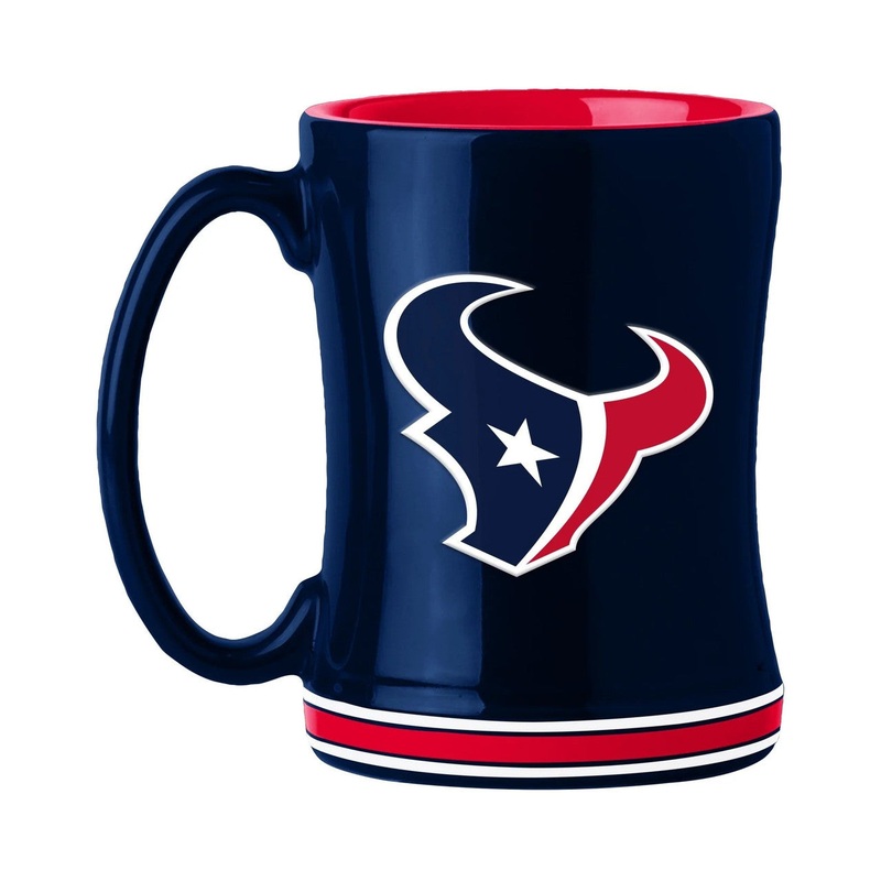 Logo Brands Houston Texans Team Color 14oz Sculpted Relief Coffee Mug