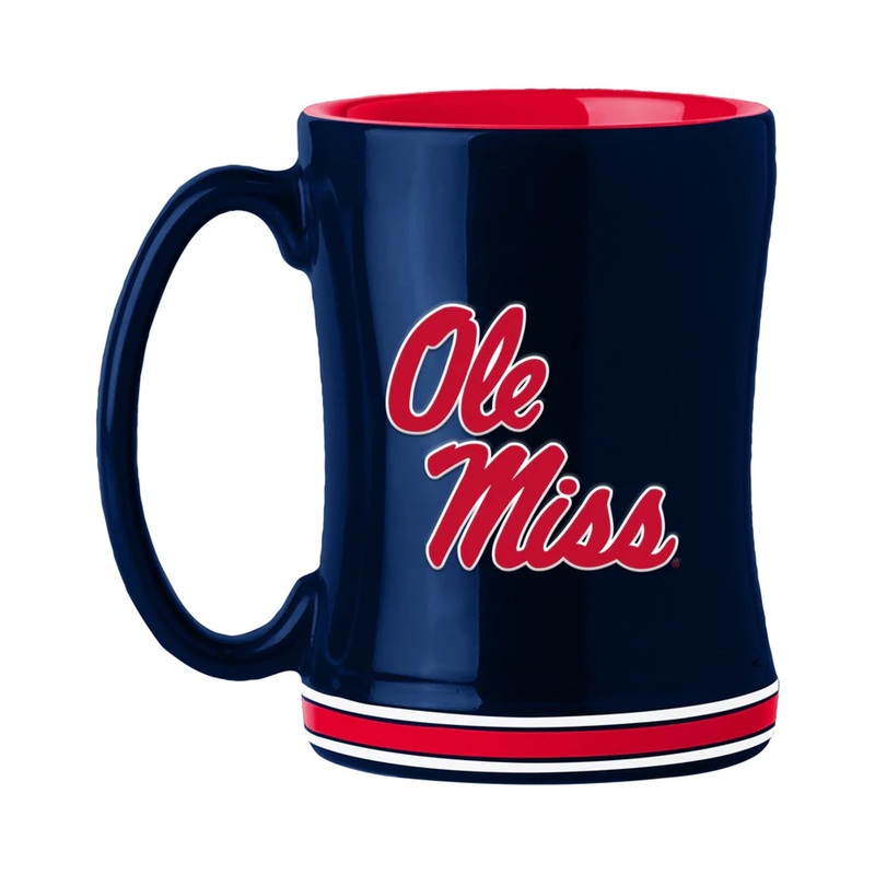 Logo Brands Mississippi Rebels Team Color 14oz Sculpted Relief Coffee Mug