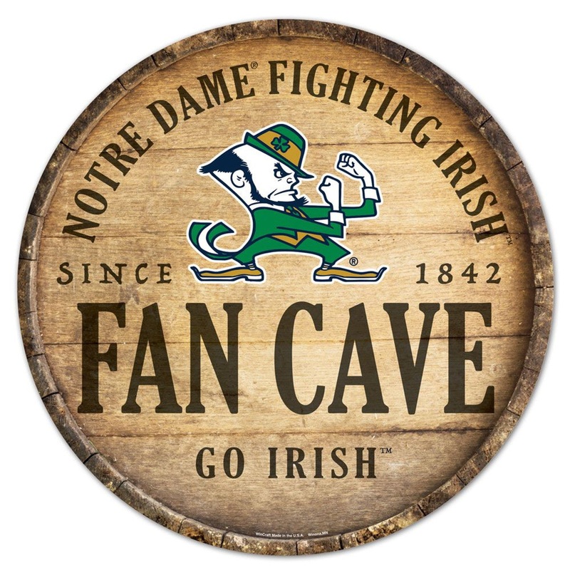 Wincraft Notre Dame Fighting Irish 14 Inch Round Barrel Top Design Wood Sign