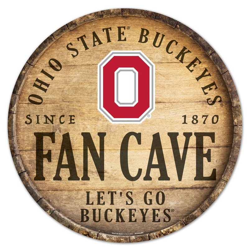 Wincraft Ohio State Buckeyes 14 Inch Round Barrel Top Design Wood Sign