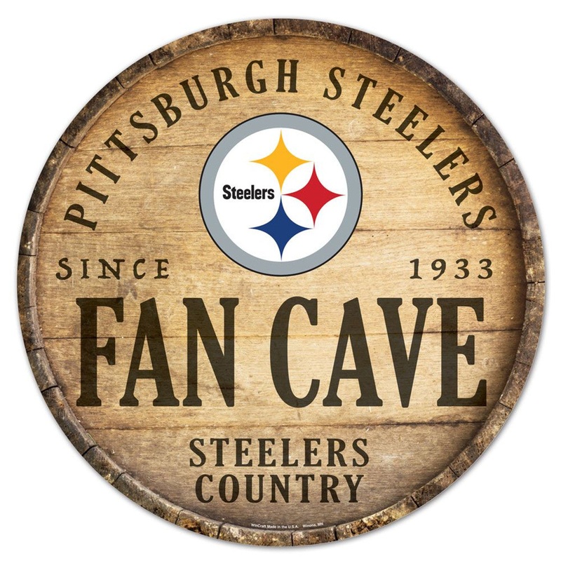 Wincraft Pittsburgh Steelers 14 Inch Round Barrel Top Design Wood Sign
