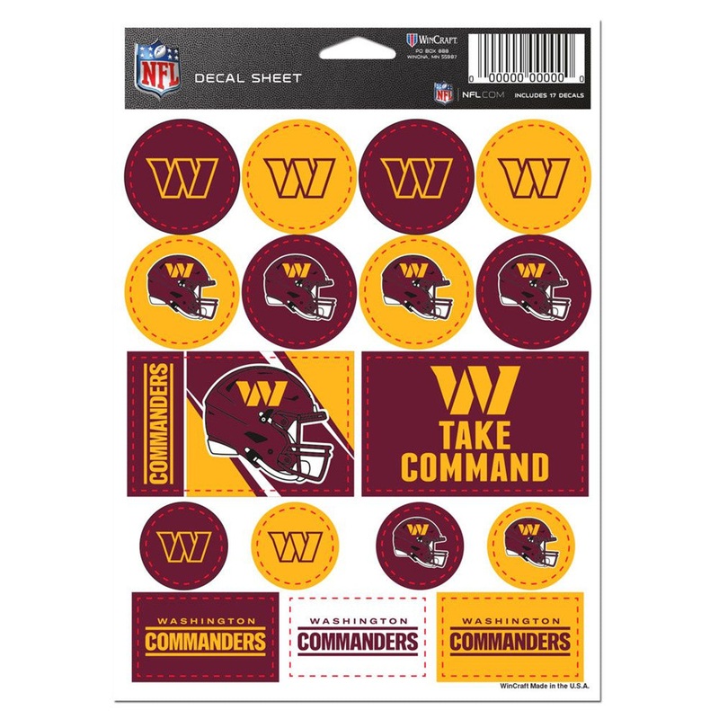 Wincraft Washington Commanders Vinyl Decal Sheet 5×7