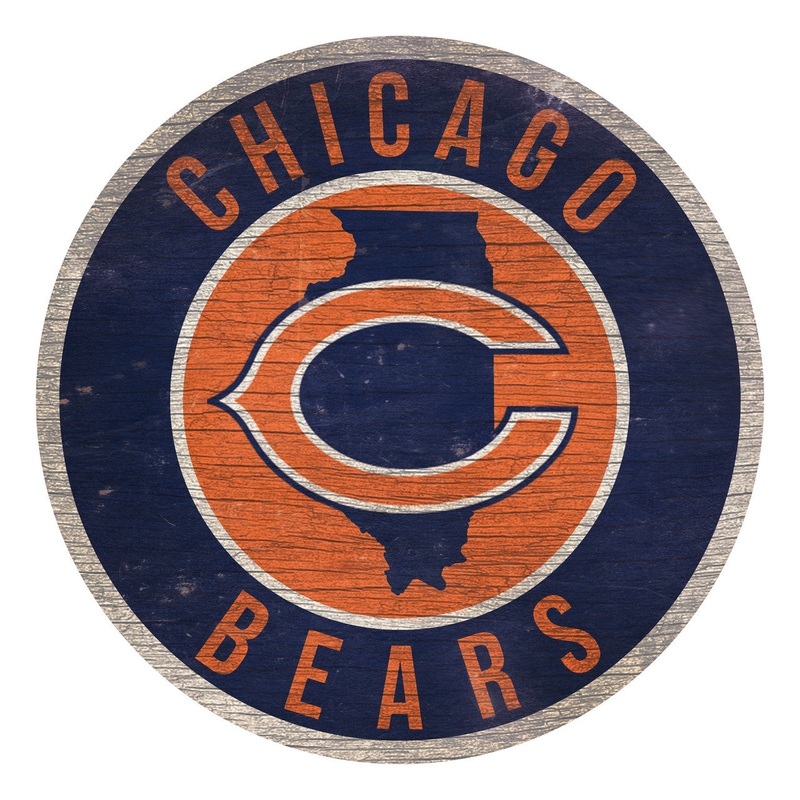Fan Creations Chicago Bears 12 Inch Round State Design Wood Sign