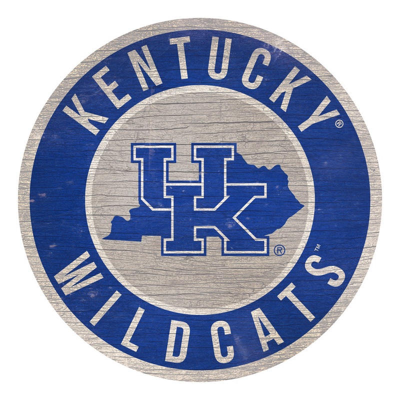 Fan Creations Kentucky Wildcats 12 Inch Round State Design Wood Sign- Special Order