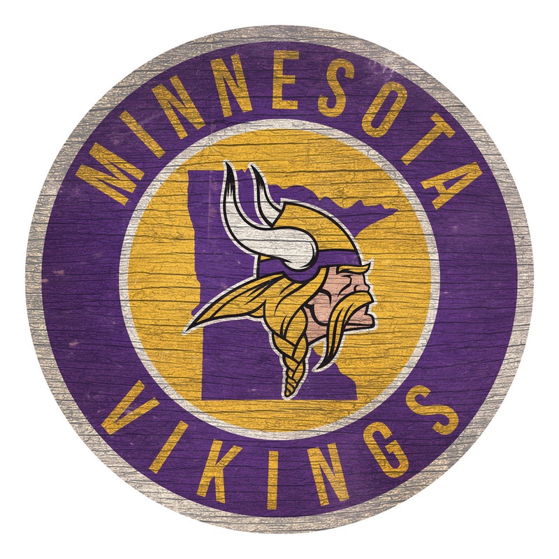 Fan Creations Minnesota Vikings 12 Inch Round State Design Wood Sign