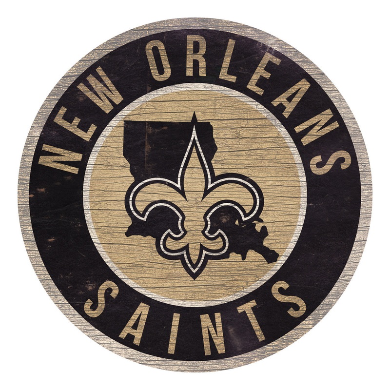 Fan Creations New Orleans Saints 12 Inch Round State Design Wood Sign