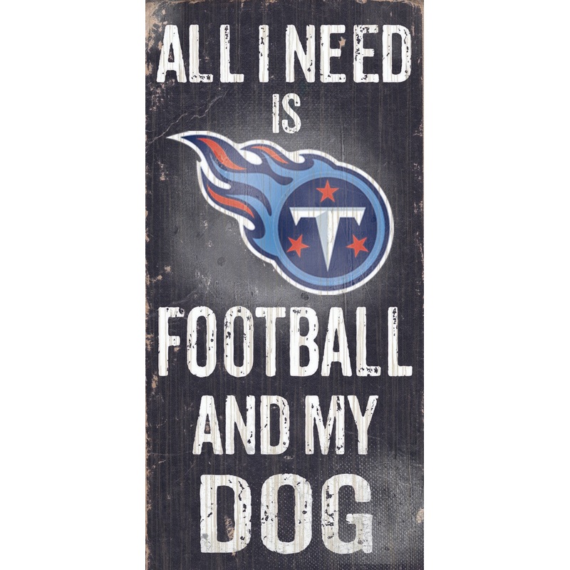 Fan Creations Tennessee Titans Football and Dog Wood Sign 6×12
