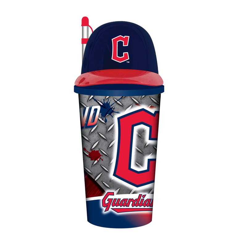 Mojo Licensing Cleveland Guardians 32oz Plastic Helmet Cup with Straw