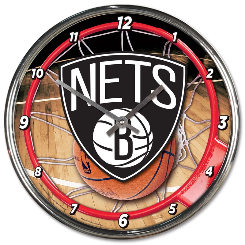 Wincraft Brooklyn Nets Chrome Round Wall Style Clock