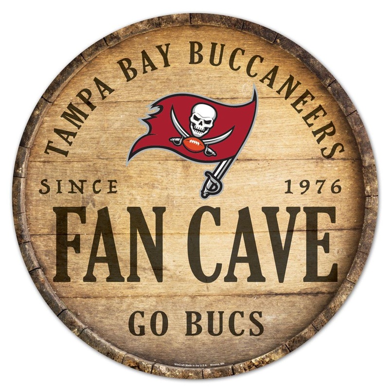 Wincraft Tampa Bay Buccaneers 14 Inch Round Barrel Top Design Wood Sign