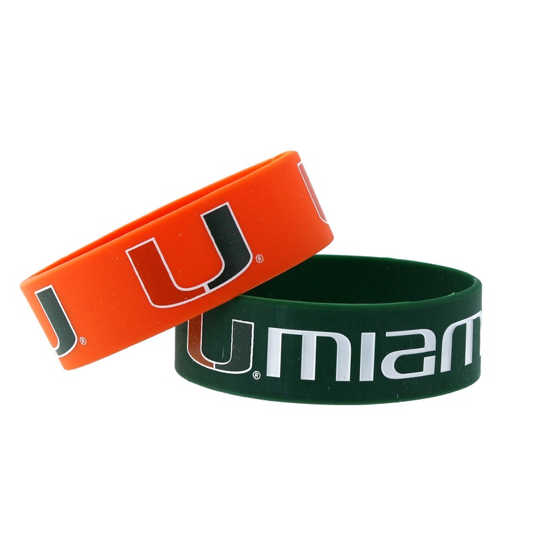 Aminco Miami Hurricanes Wide 2 Pack Bracelets