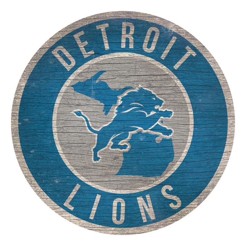 Fan Creations Detroit Lions 12 Inch Round State Design Wood Sign