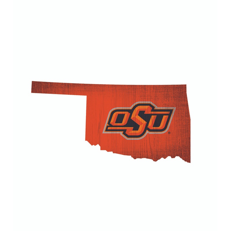 Fan Creations Oklahoma State Cowboys 12 Inch Team Color State Shape Design Wood Sign