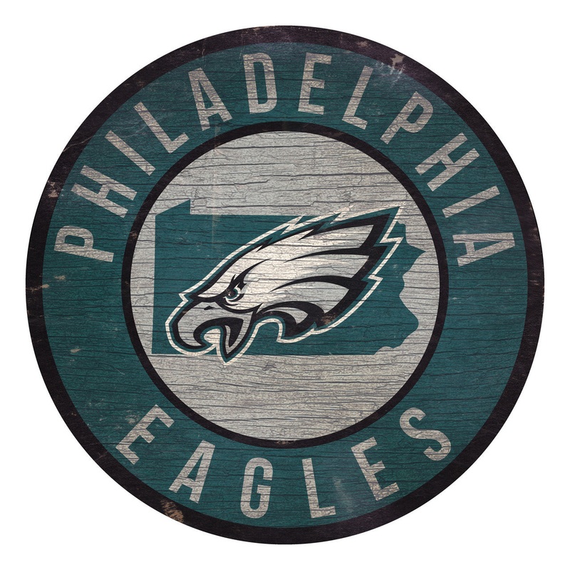 Fan Creations Philadelphia Eagles 12 Inch Round State Design Wood Sign