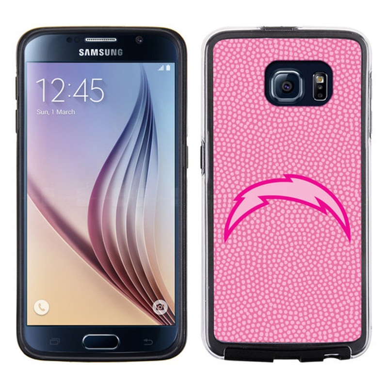 Gamewear Los Angeles Chargers Pink Football Pebble Grain Feel Samsung Galaxy S6 Phone Case