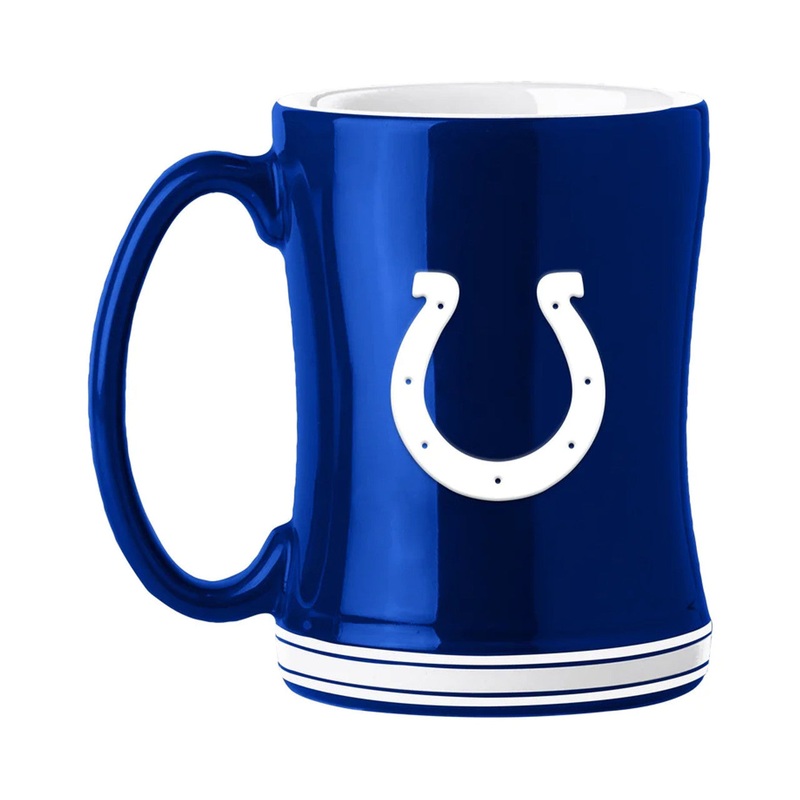 Logo Brands Indianapolis Colts Team Color Sculpted Relief 14oz Coffee Mug
